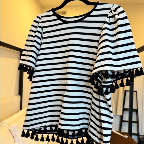 Brooke Street by Kate Spade Striped Flutter Tassel Shirt - Picture 5 of 8